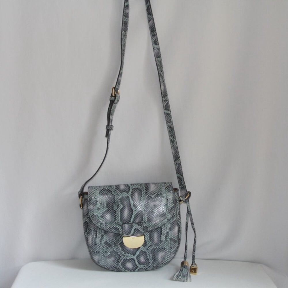 🌟HP! GILI Blue Cobra Leather Crossbody Saddle Bag - Picture 4 of 9